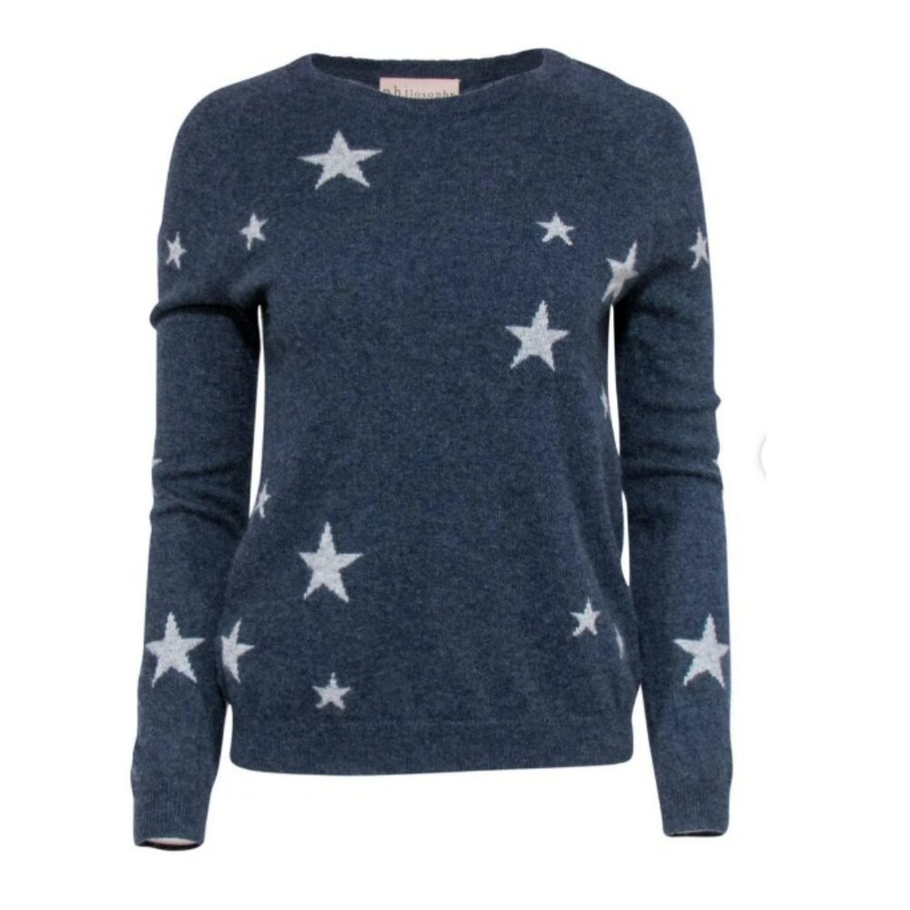 Philosophy - Navy Star Print Cashmere Sweater Sz S